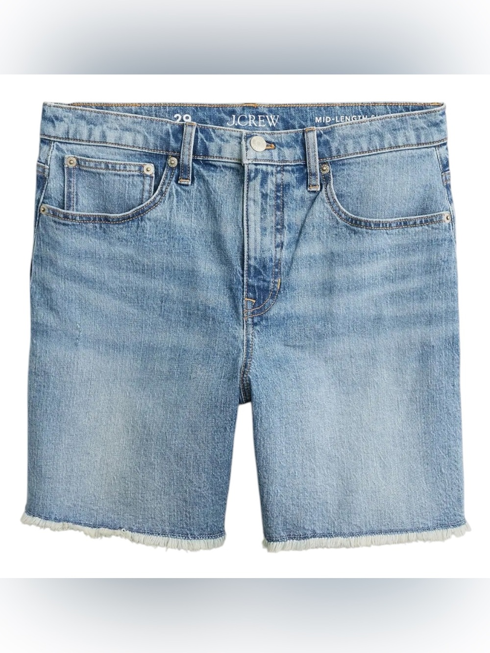 J CREW Midlength Denim Short Hickory Wash High Rise Size 31